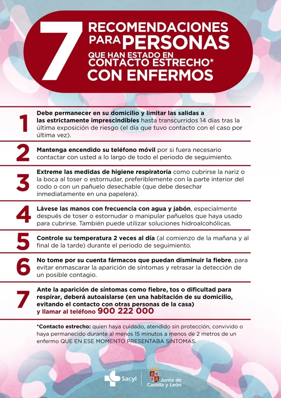 Foto 2 - Siete recomendaciones para personas que han estado en contacto estrecho con enfermos