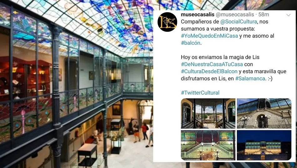 Imagen de la Casa Lis. En el recuadro, el tuit lanzado desde la cuenta del museo