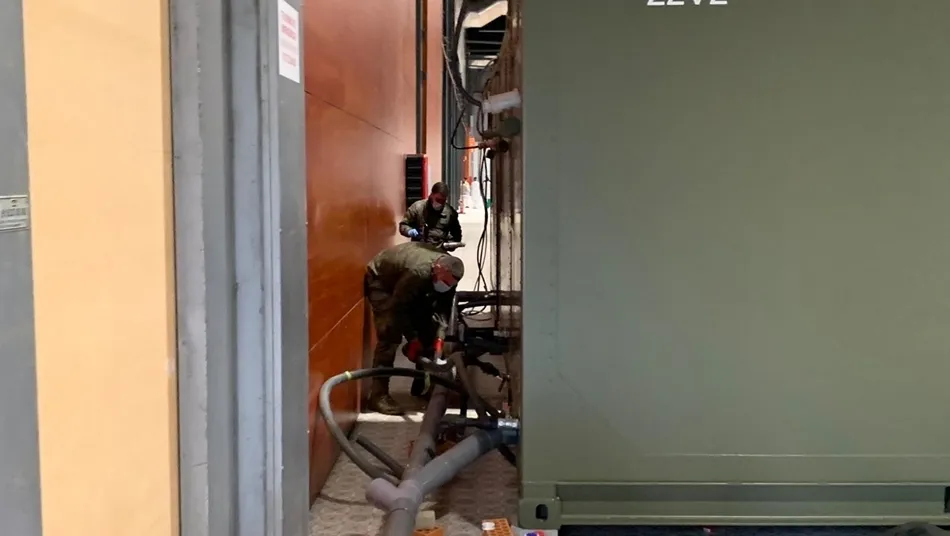 El Regimiento de Ingenieros continúa con su labor de apoyo en el hospital provisional de Ifema