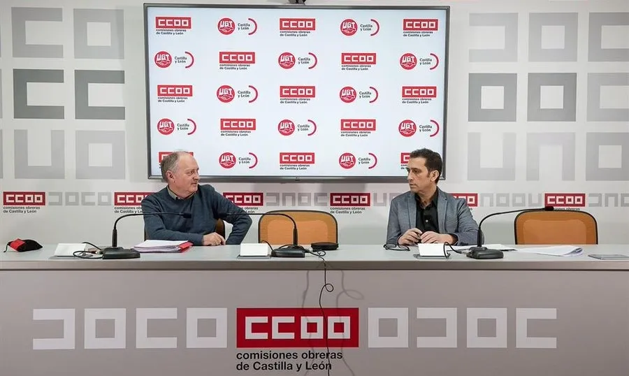 Los secretarios generales de UGT y CCOO en Castilla y León, Faustino Temprano (i) y Vicente Andrés (d), respectivamente. Foto EP
