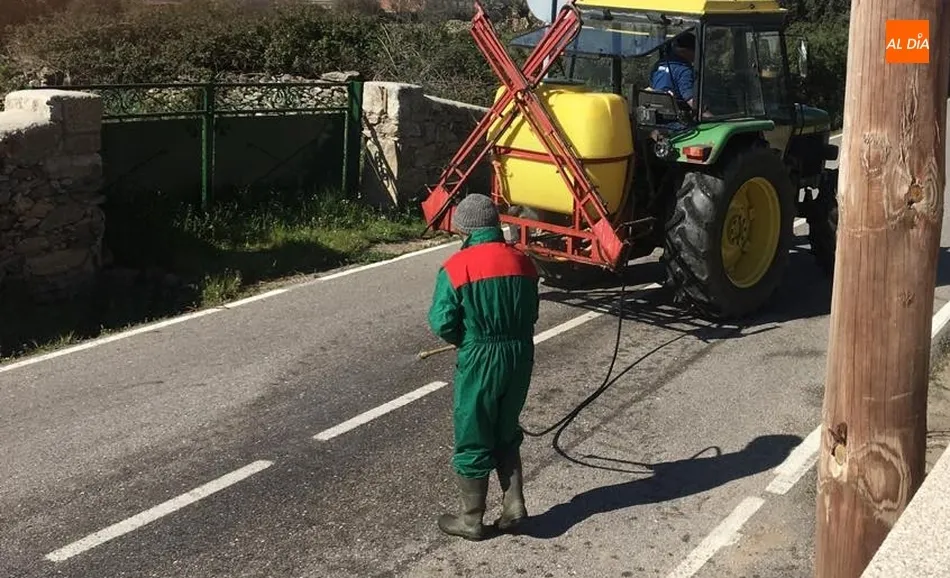 Foto 2 - Los ganaderos de Bogajo colaboran tambi&eacute;n en la desinfecci&oacute;n de las calles  