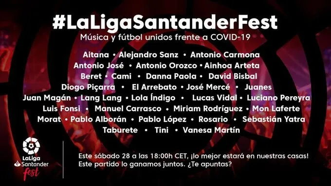 Foto 3 - Medio centenar de artistas y futbolistas se apuntan a 'LaLigaSantander Fest' contra el coronavirus
