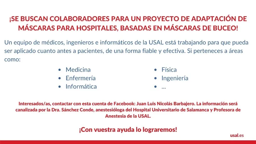 Foto 2 - M&eacute;dicos, ingenieros e inform&aacute;ticos de la USAL modifican m&aacute;scaras de buceo para hospitales