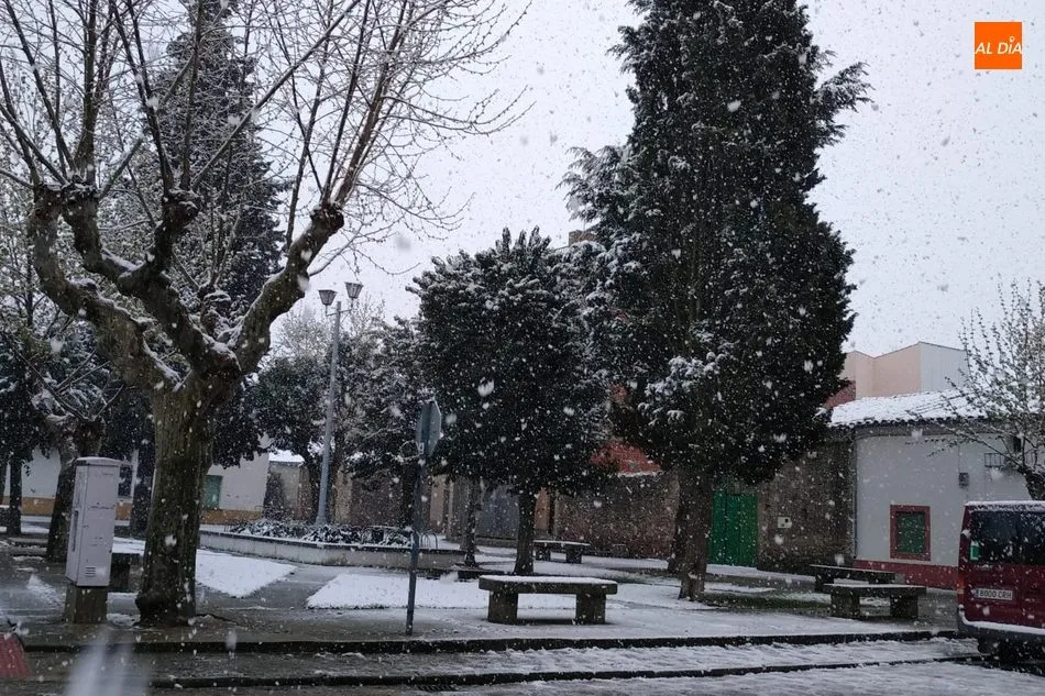 Foto 6 - Intensa nevada en Lumbrales que cuaja en tejados y calles  