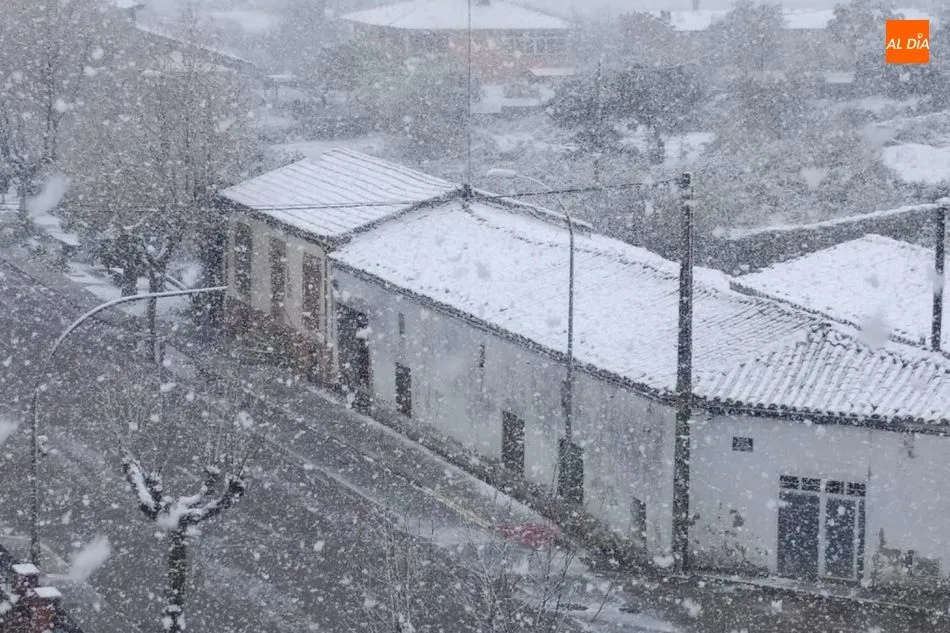 Foto 5 - Intensa nevada en Lumbrales que cuaja en tejados y calles  