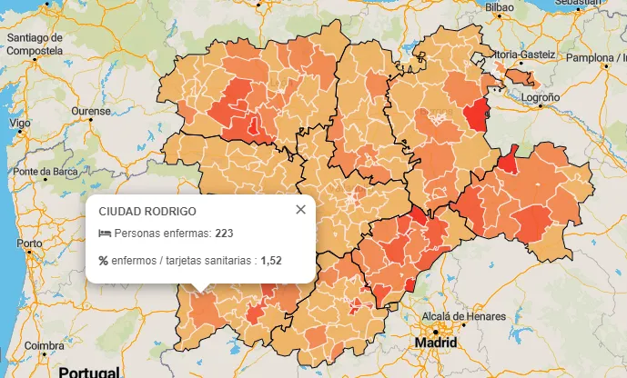 Crece en 16 personas el número de infectados por coronavirus en la Zona Básica de Ciudad Rodrigo  