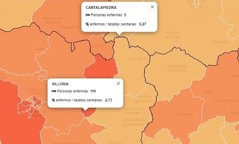 Las áreas de salud de Villoria y Cantalapiedra suman 115 enfermos detectados
