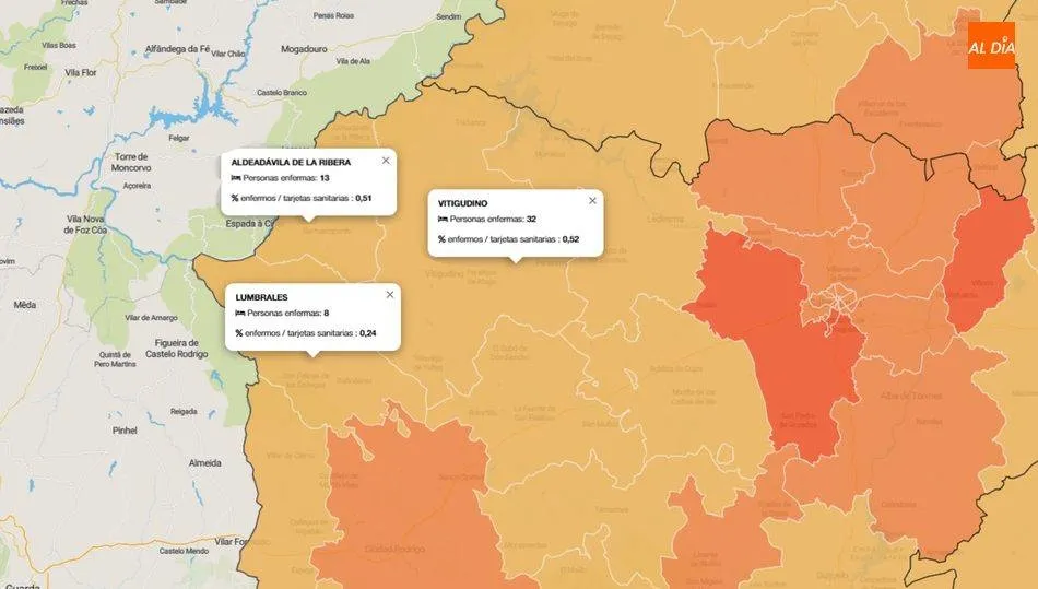 Vitigudino mantiene el número de infectados y suma ya 53 con al menos 2 fallecidos por coronavirus / INFOGRAFÍA: JCyL