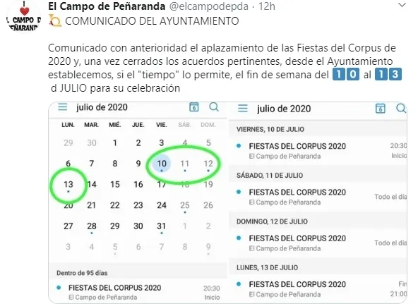 Comunicado de el Ayuntamiento de El Campo de Peñaranda