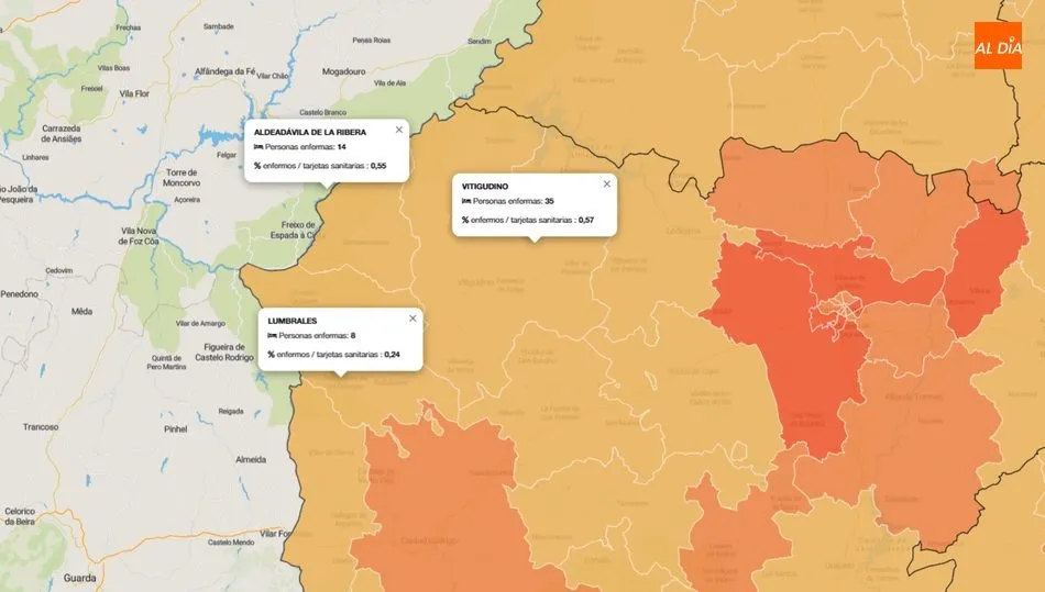 El número de infectados por coronavirus crece ligeramente en la comarca / GRÁFICO: JCyL