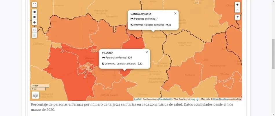 Enfermos en las zonas básicas de salud de Villoria y Cantalapiedra  