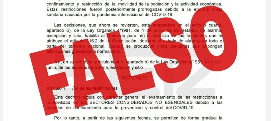El Gobierno advierte de un bulo sobre una publicación en el BOE con fechas del levantamiento de restricciones. - LA MONCLOA