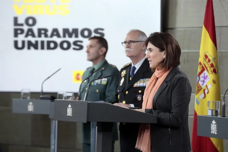 El jefe del Estado Mayor de la Guardia Civil, José Manuel Santiago; el subdirector general de Logística e Innovación de la Policía Nacional, José García Molina; y la jefa de Área del Centro de Coordinación de Alertas y Emergencias Sanitarias | EP