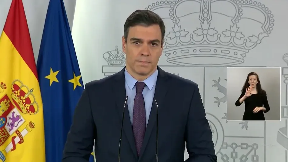 El presidente del Gobierno, Pedro Sánchez, en la rueda de prensa tras la videoconferencia con los presidentes autonómicos