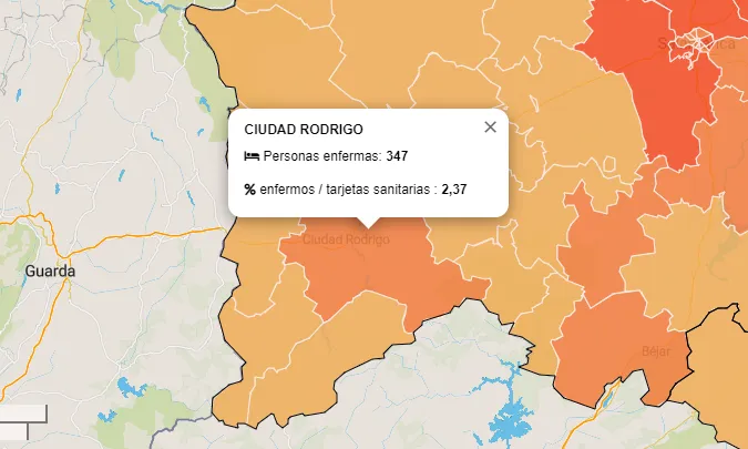 La Zona de Ciudad Rodrigo registra el mayor incremento de contagiados en un solo día  