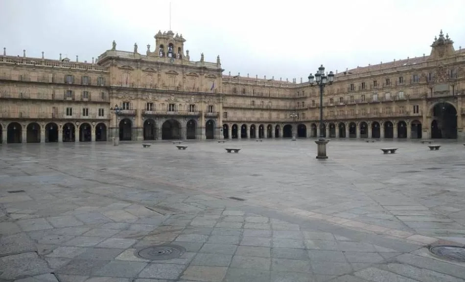 Imagen de la Plaza Mayor de Salamanca durante el actual estado de alarma