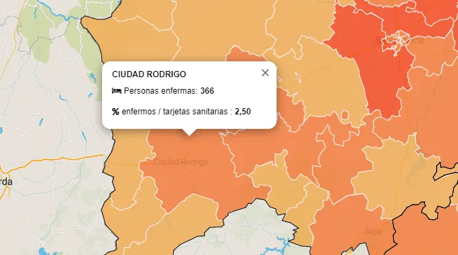 El 2,5% de la población de la Zona de Ciudad Rodrigo se ha visto afectada por el coronavirus  