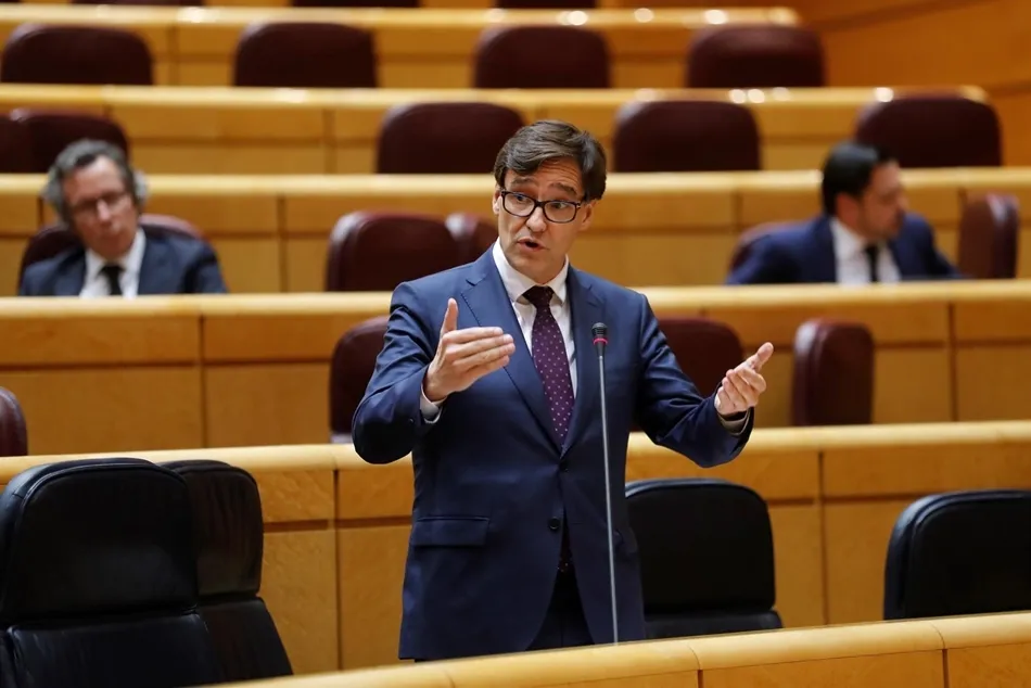 El ministro de Sanidad, Salvador Illa, durante su intervención en la primera sesión de control al Gobierno en el Senado. Foto: EP