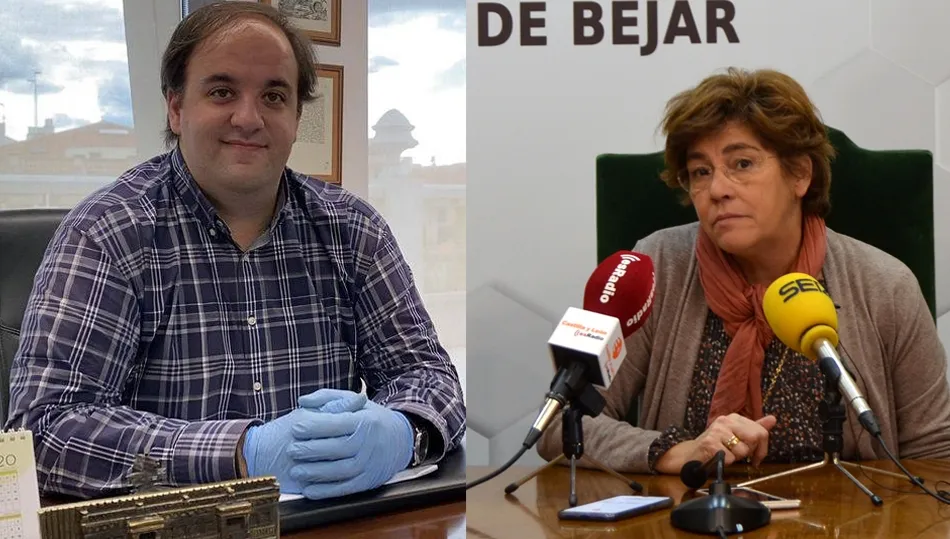 De i. a d. Roberto Martín, alcalde de Guijuelo y Elena Martín, alcaldesa de Béjar