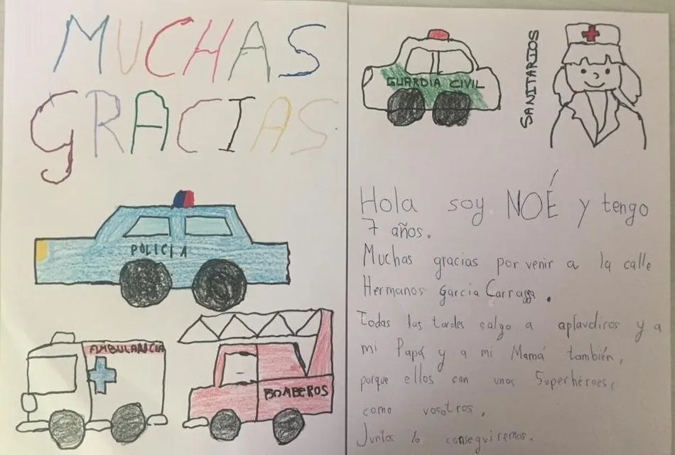 Foto 4 - Garc&iacute;a Carraffa agradece con dibujos su trabajo a bomberos, polic&iacute;as, guardias y sanitarios  