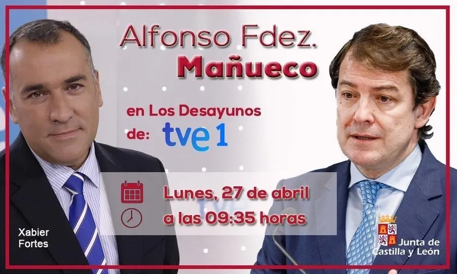 Imagen del anuncio de la entrevista de Mañueco en Los Desayunos de TVE. Foto de @DESAYUNOS_TVE