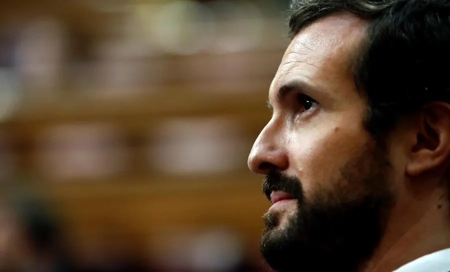 El presidente del PP, Pablo Casado, en el pleno celebrado en el Congreso el 22 de abril de 2020. Foto de archivo de EP