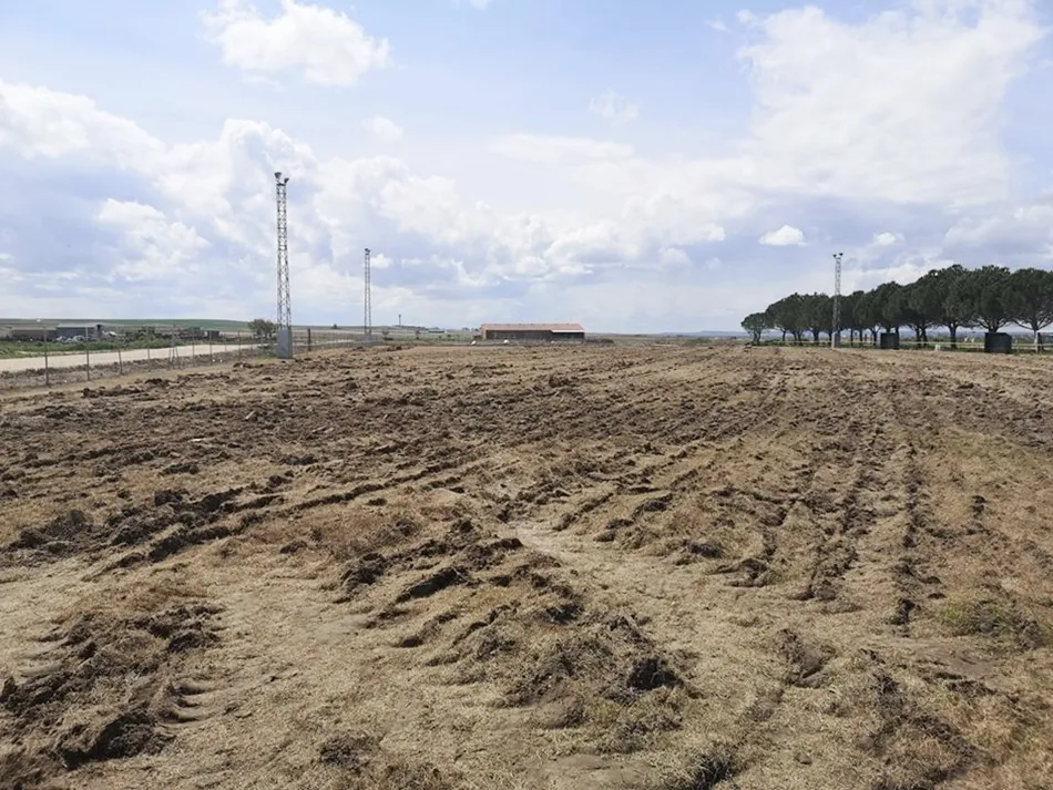 Campo de fútbol de Villoria en obras. / Ayuntamiento de Villoria