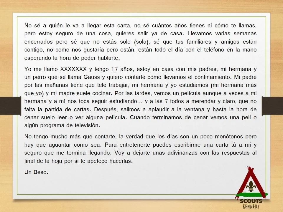 Foto 7 - Los Escultas del Grupo Scout escriben cartas a los trabajadores m&aacute;s activos durante estas semanas  