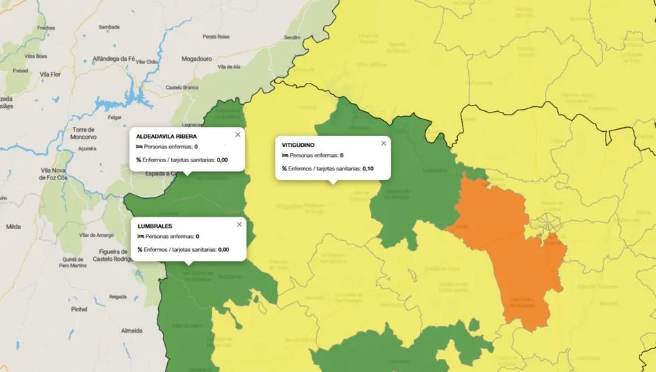Numero de contagiados de coronavirus en los últimos siete días en Las Arribes / INFOGRAFÍA: JCYL