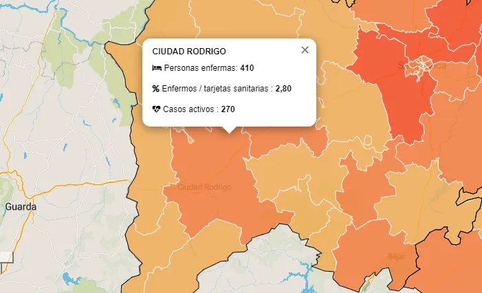 La Zona de Ciudad Rodrigo llega a los 410 contagiados, de los cuales están activos 270  