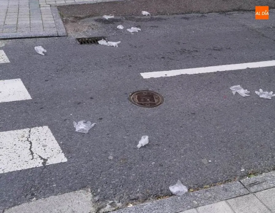 Foto 3 - Quejas en el barrio del Oeste por la cantidad de guantes desechables tirados en la calle Pap&iacute;n