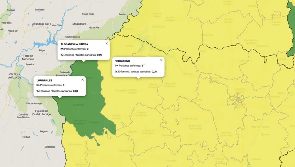 Numero de contagiados de coronavirus en los últimos siete días en Las Arribes / INFOGRAFÍA: JCYL