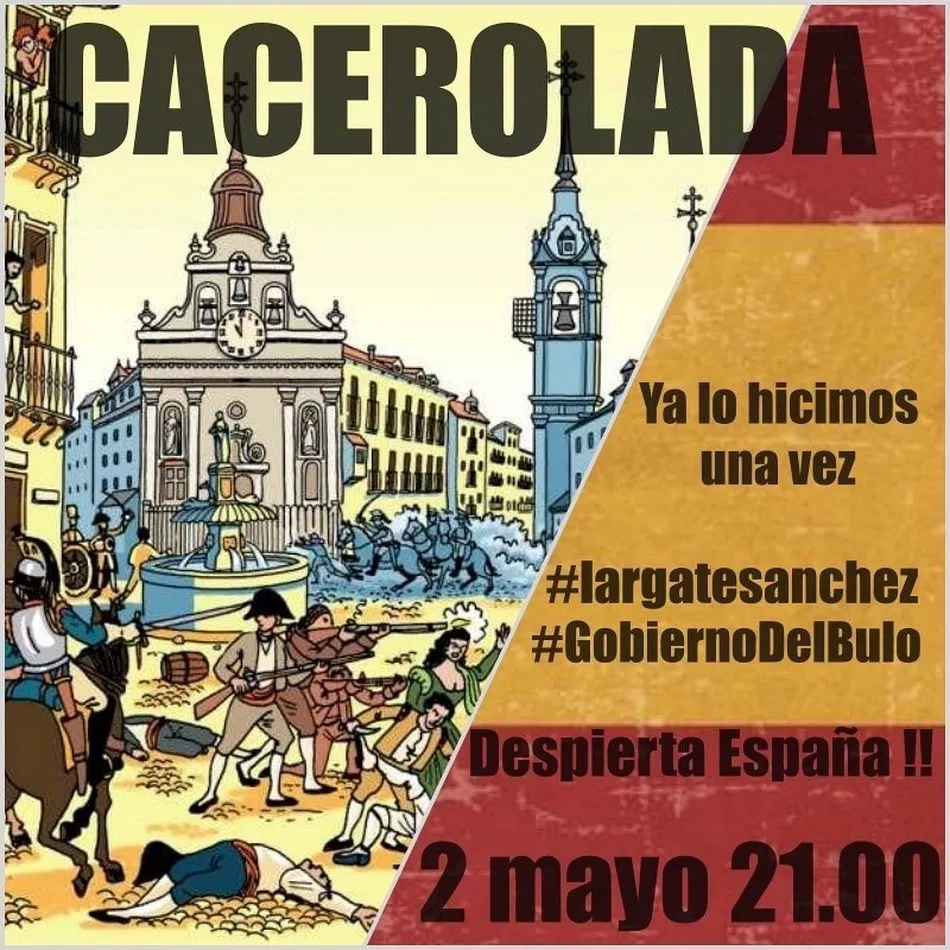 Foto 3 - Vox apoya una cacerolada contra el Gobierno a las 21.00 horas se&ntilde;alando que los h&eacute;roes de Mayo...
