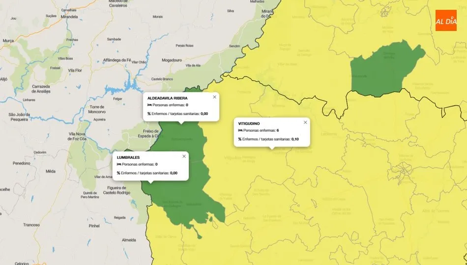 Numero de contagiados de coronavirus en los últimos siete días en Las Arribes / INFOGRAFÍA: JCYL