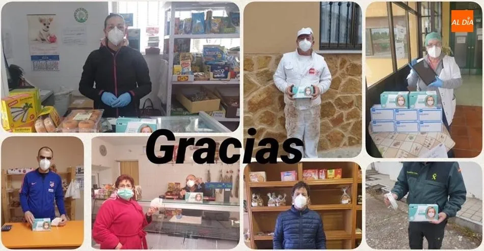 Algunos de los empresarios locales que han recibido las mascarillas
