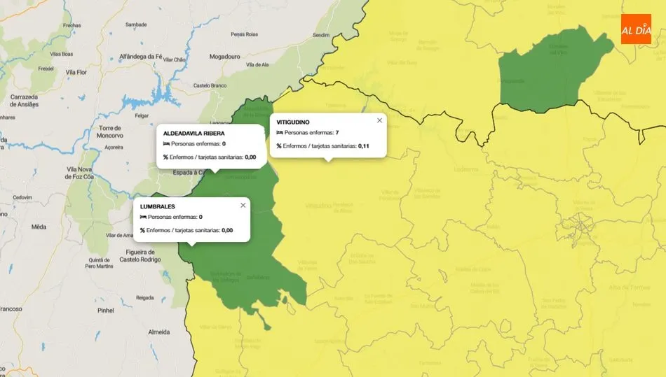 Numero de contagiados de coronavirus en los últimos siete días en Las Arribes / INFOGRAFÍA: JCYL