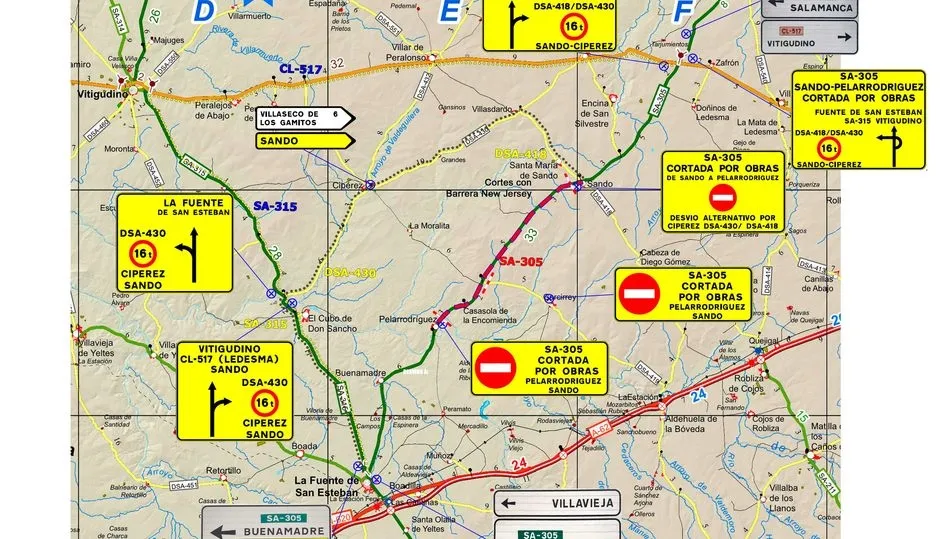 Las obras conllevan el cierre al tráfico del tramo entre Pelarrodríguez y Sando