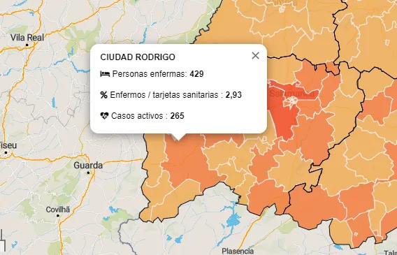 La Zona de Ciudad Rodrigo sufre la mayor subida de nuevos casos en un día en más de dos semanas  