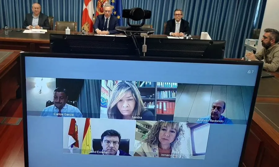 Reunión telemática de la Comisión regional de seguimiento del programa de fomento del empleo agrario, presidida por el delegado del Gobierno en Castilla y León, Javier Izquierdo