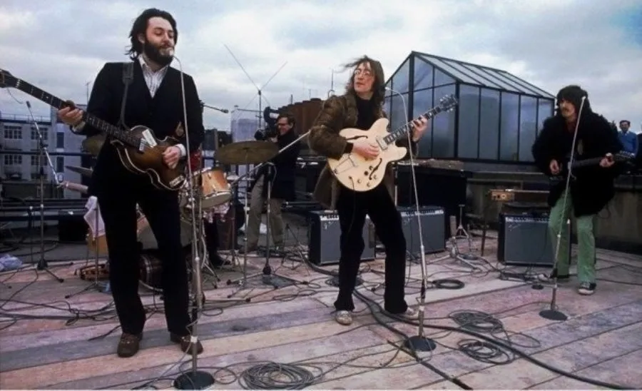 Último concierto de los Beatles, que tuvo lugar en una azotea en 1969. Foto EP