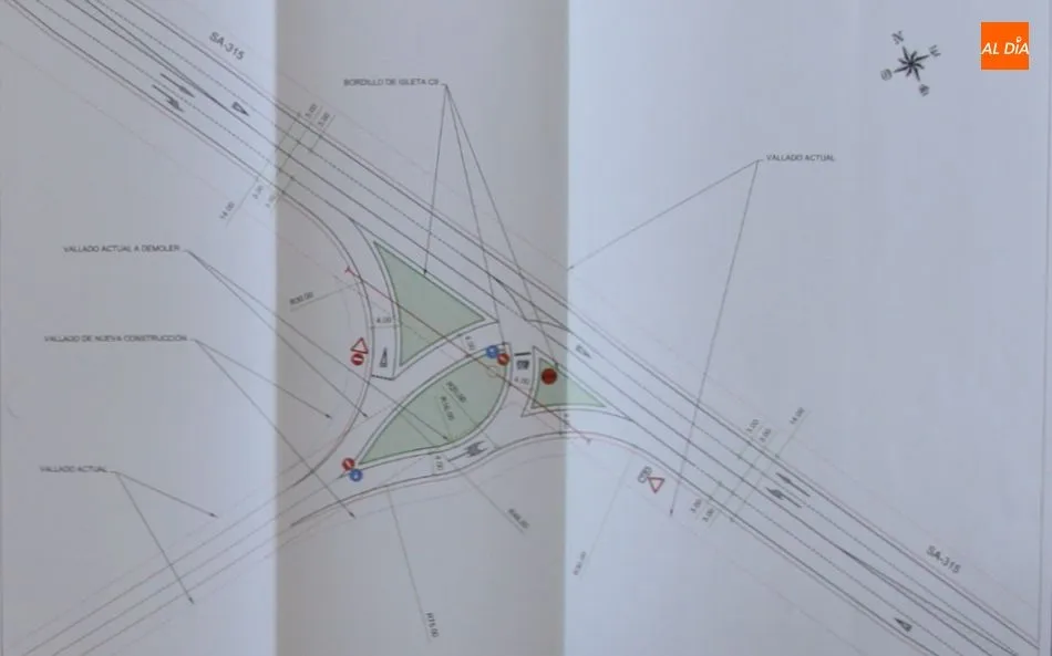 Croquis del acceso al camino del polígono agroalimentario desde la SA-315 de la memoria valorada remitida a la Junta