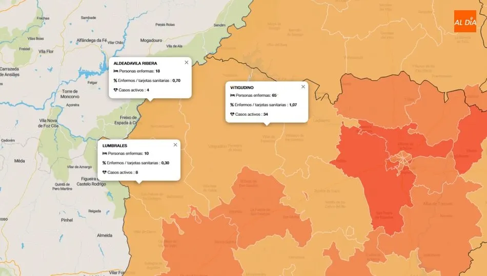 Arribes pasa de 47 a 46 casos activos de coronavirus a 9 de mayo / INFOGRAFÍA: JCYL