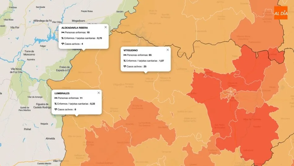 Si no se produce un repunte en estos días, la ZBS de Vitigudino entraría en Fase I el 18 de mayo / INFOGRAFÍA: JCYL