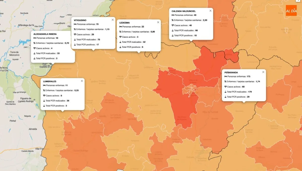  Personas enfermas en el acumulado y PCR realizados en las zonas básicas de salud referenciadas / INFOGRAFÍA: JCyL