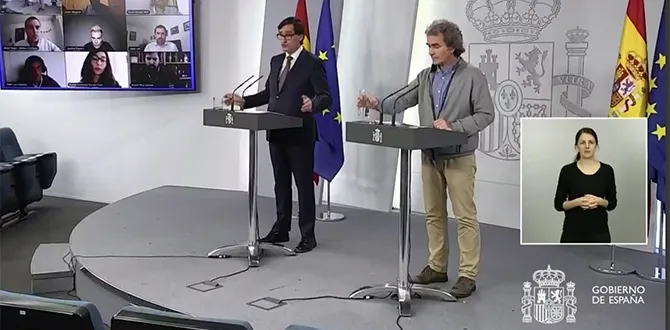 Comparecencia del Ministro de Sanidad, Salvador Illa y el Director del CAES Fernando Simón