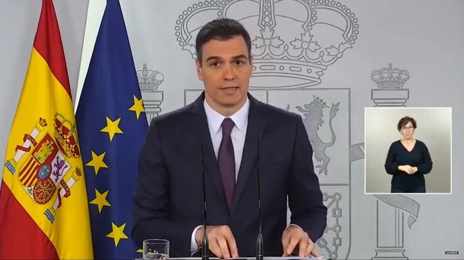 El presidente Pedro Sanchez durante la rueda de prensa en Moncloa