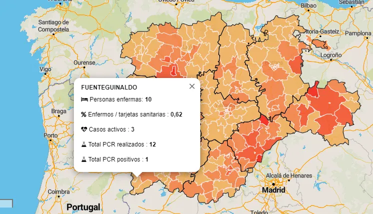 La Zona de Fuenteguinaldo registra su 1º positivo por PCR y deja de ser la Zona con mejores datos  