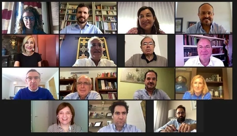 Videoconferencia del presidente del PP, Pablo Casado, con los líderes autonómicos del PP - PP