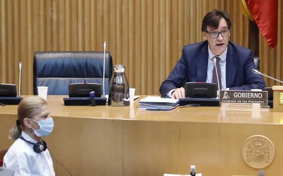 El ministro de Sanidad, Salvador Illa comparece en la Comisión de Sanidad del Congreso, en Madrid (España), a 21 de mayo de 2020. - Pool