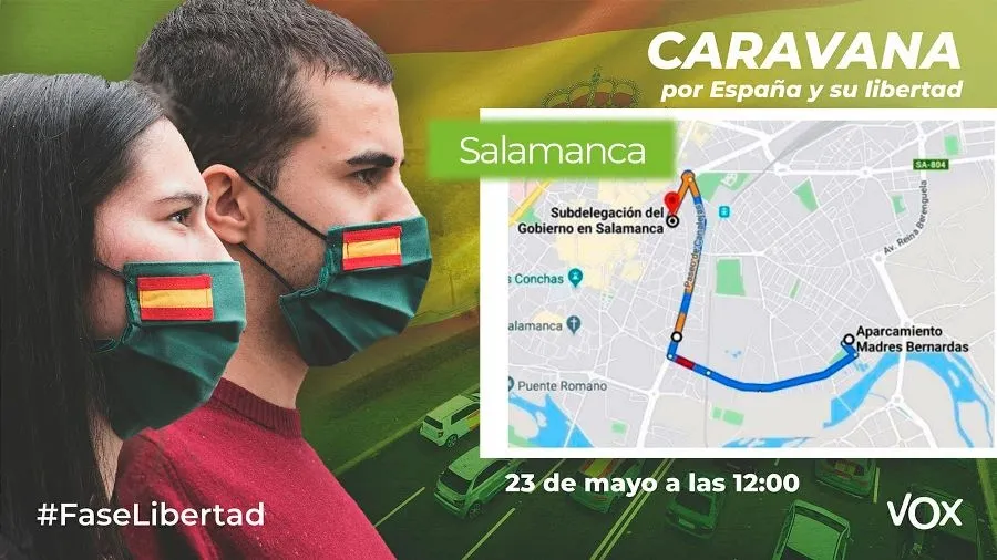 La caravana de coches de Vox para pedir la dimisión del Gobierno recorrerá calles de Salamanca